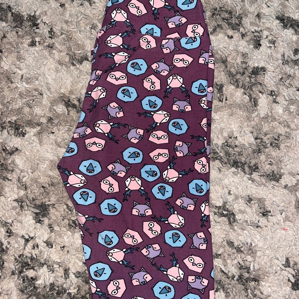 LuLaRoe Leggings with Purple and Blue woodland Pattern - Picture 2 of 4